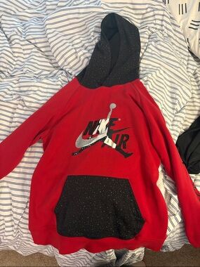 Jordan Red & Black Pullover Hoodie with Speckled Hood